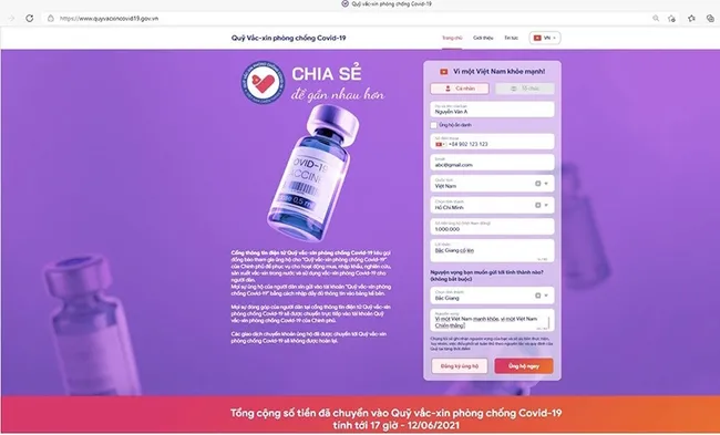 Through the website, all contributions from organisations and individuals will be directly transferred to the Government's COVID-19 vaccine fund account.