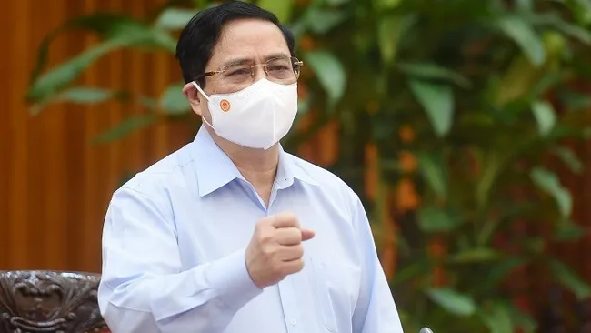 PM Pham Minh Chinh speaking at the working session with leaders of Ministry of Finance. (Photo: VGP)