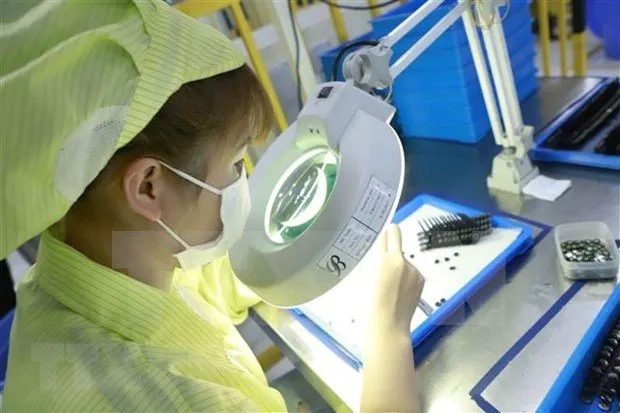 Production of electronic parts at Youngbag Micromotor Vietnam in Vinh Phuc's Binh Xuyen Industrial Park. (Photo: VNA)