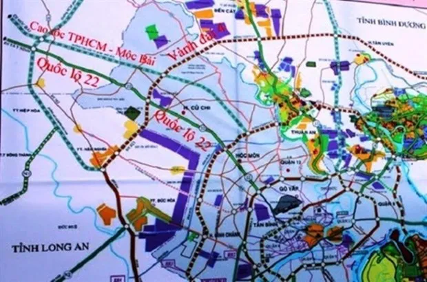A map showing the route of the planned HCM City - Moc Bai Expressway, which is expected to facilitate economic growth in the southern region. (Photo: courtesy of the Ministry of Transport)