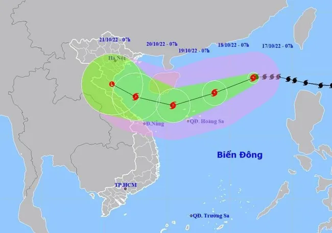The location and direction of storm No. 6. (Source: nchmf.gov.vn)