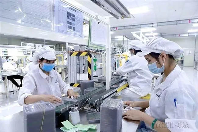 Electronic components production at Youngbag ViiNa Company, Binh Xuyen Industrial Park, Vinh Phuc Province. (Photo: VNA)