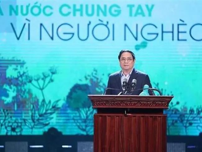 Prime Minister Pham Minh Chinh addresses the ceremony. (Photo: VNA)