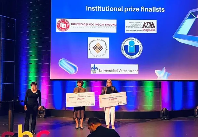 Representative of Foreign Trade University receiving the award.
