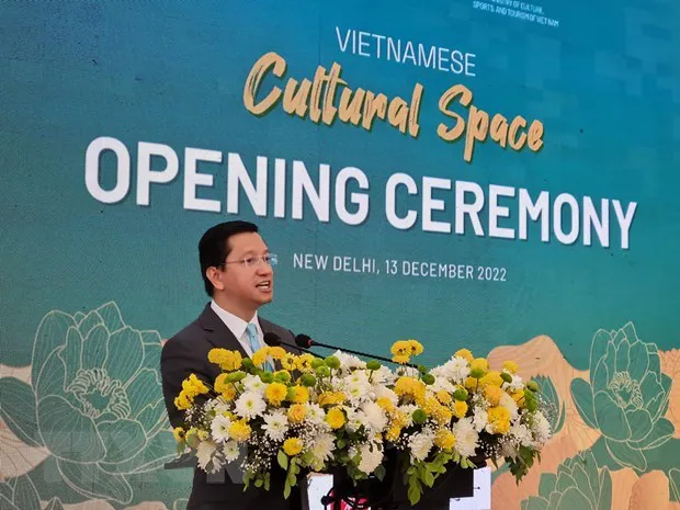 Vietnamese Ambassador to India Nguyen Thanh Hai speaks at the event. (Photo: VNA)
