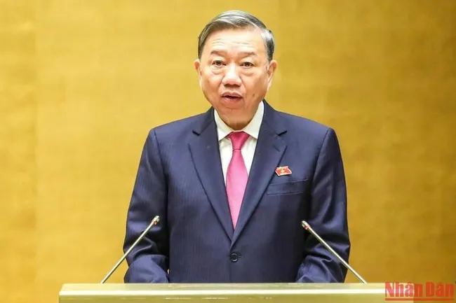 Minister of Public Security To Lam speaks before the National Assembly on November 7. (Photo: Duy Linh)