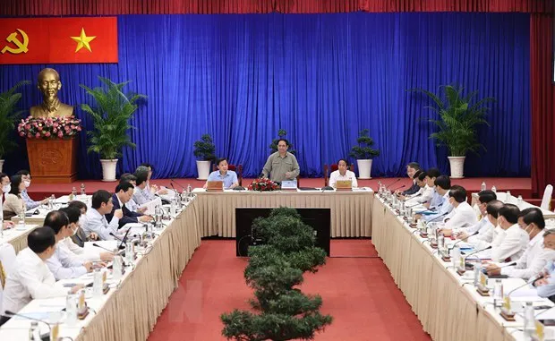 PM Pham Minh Chinh speaks at the meeting (Photo: VNA)