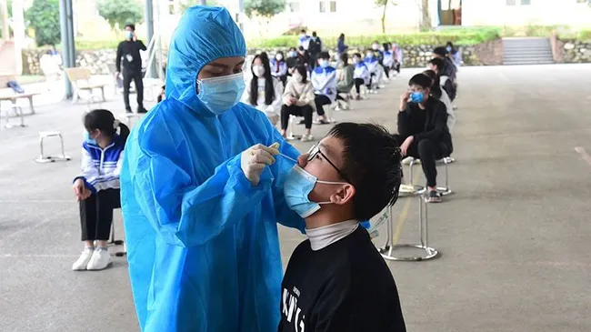A health worker collects sample for COVID-19 testing in Tuyen Quang province (Photo: NDO/Hai Chung)