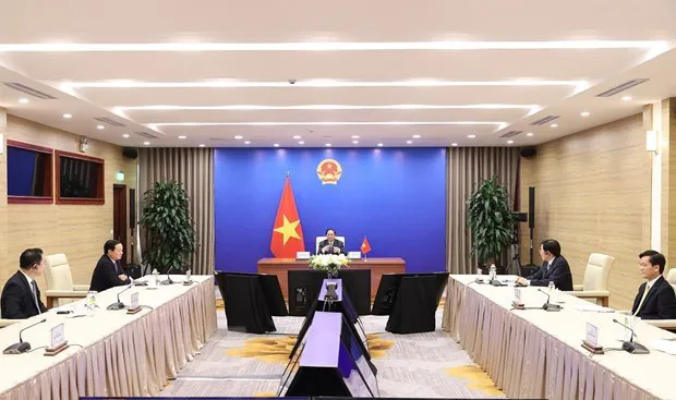 Prime Minister Pham Minh Chinh attends the fourth Asia-Pacific Water Summit virtually (Photo: VNA)