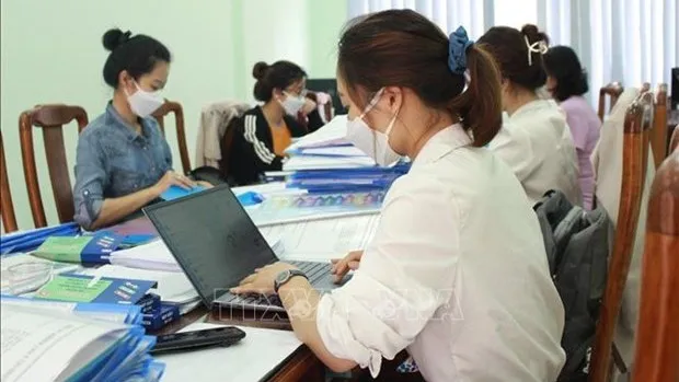 Staff members of the Nha Trang Pasteur Institute input information about volunteers into the project's data system. (Photo: VNA)