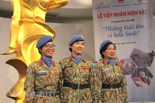 Three Vietnamese women who used to join UN peacekeeping mission in Africa. (Photo: VNA)