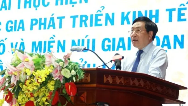 Deputy PM Pham Binh Minh speaking at the conference