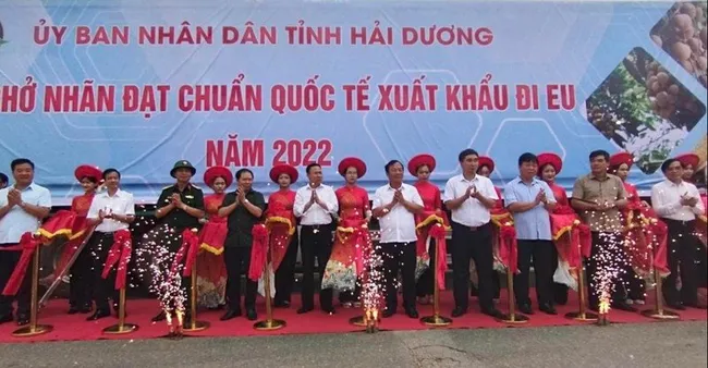 At the ceremony to ship the first three tonnes of longan to foreign markets.