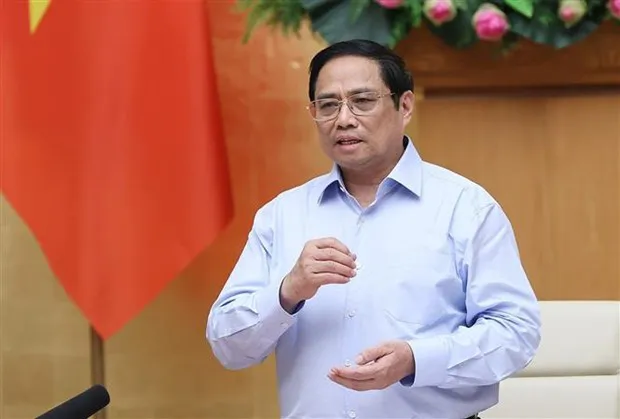 Prime Minister Pham Minh Chinh addresses the meeting (Photo: VNA)
