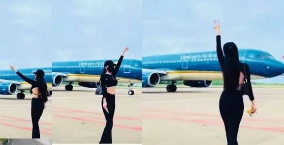 The passenger deliberately violated regulations on aviation safety and security and public order at airports when dancing on the runway on May 18. (Photo: Tuoitre)