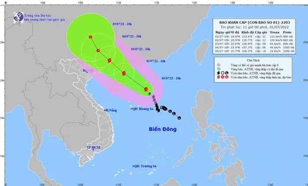 The movement direction of storm Chaba. (Photo: VNA)