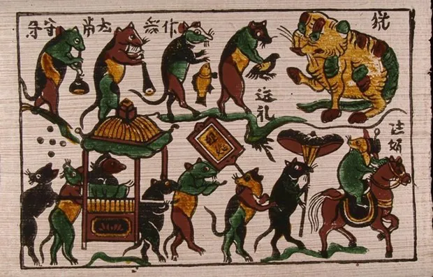 Rats' Wedding, a famous painting of the Dong Ho folk woodcut painting genre (File photo)