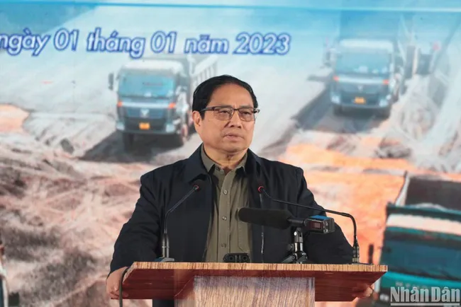 Prime Minister Pham Minh Chinh addresses the groundbreaking event (Photo: NDO)
