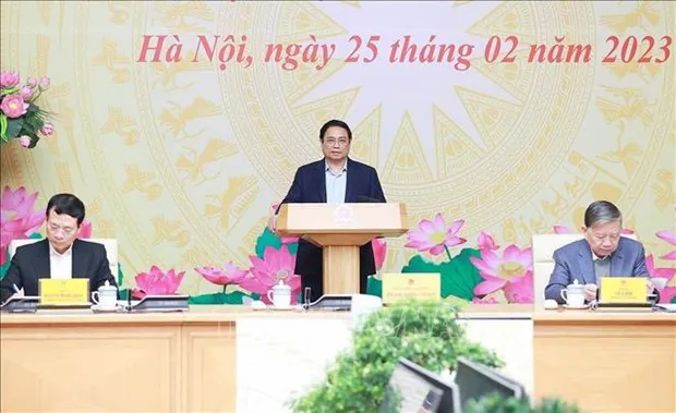 PM Pham Minh Chinh speaks at the event. (Photo: VNA)
