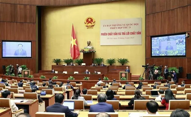 The Q&A session of the NA Standing Committee on March 20 (Photo: VNA)
