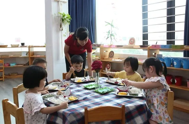 Sao Mai Kindergarten in Bac Ninh city in the northern province of Bac Ninh ensures food safety for students’ lunch. (Photo: VNA)