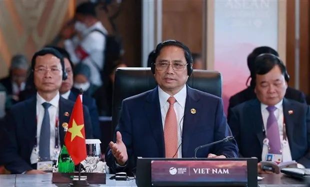 Prime Minister Pham Minh Chinh speaks at the opening session of the 42nd ASEAN Summit. (Photo: VNA)