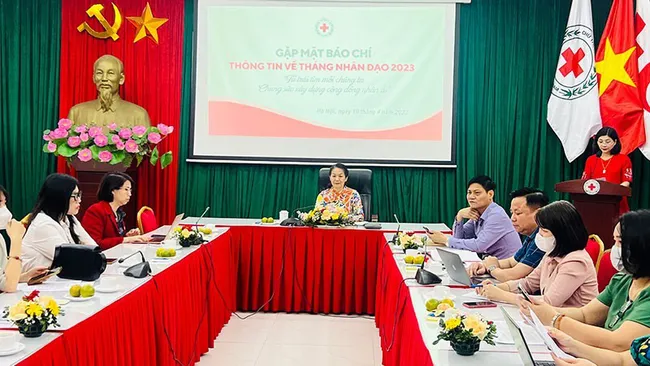 At the press conference providing information about Humanitarian Month 2023.