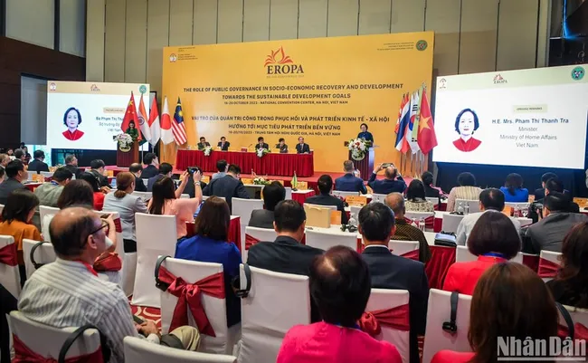 Minister of Home Affairs Pham Thi Thanh Tra speaks at the event. (Photo: NDO/Thanh Dat)