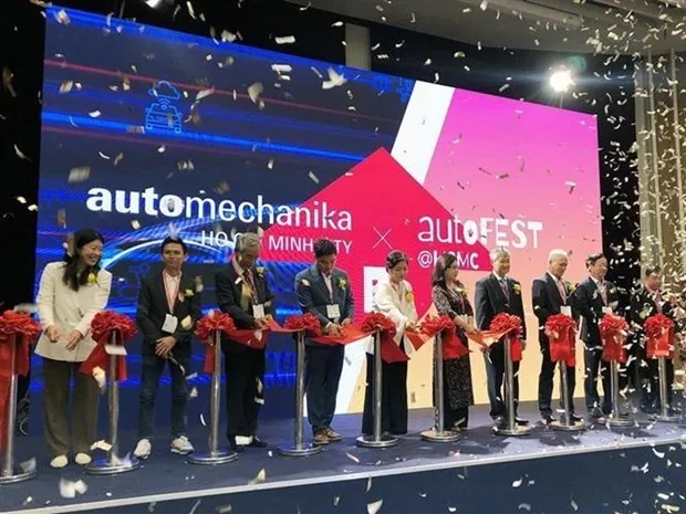 Representatives from agencies at the opening ceremony of the Automechanika Ho Chi Minh City. (Photo: VNA)