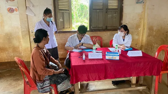 Free health examinations and medicine provided for Lao people.