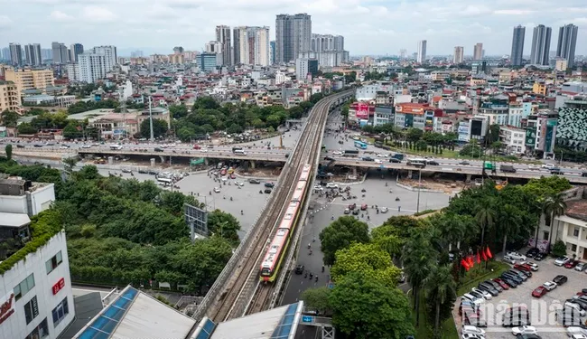 The Nhon-Hanoi Station metro line from the air (Photo: NDO)