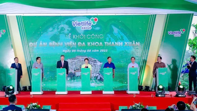 Delegates attend the groundbreaking ceremony for the hospital.