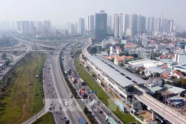 An elevated station of Metro Route No 1, Ben Thanh - Suoi Tien, in HCM City (Photo: VNA)