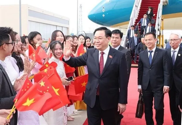 NA Chairman Vuong Dinh Hue at Beijing Capital International Airport. (Photo: VNA)