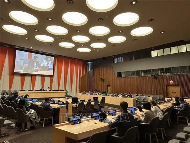 An overview of the meeting summarising the activities of the Asia Pacific Group at the UN in April (Photo: VNA)