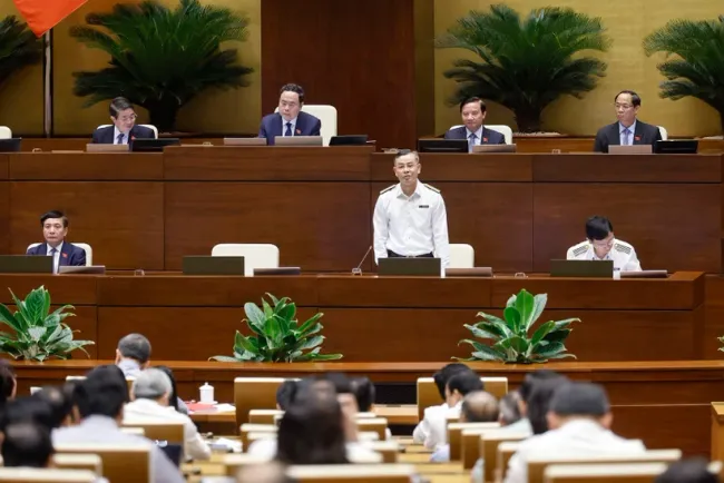 Auditor General of the State Audit Office of Vietnam Ngo Van Tuan (standing) answers deputies’ questions at the National Assembly (NA)'s 7th session on June 5 (Photo: VNA)