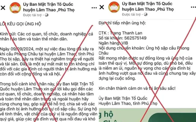 Cảnh báo fanpage giả mạo Ủy ban MTTQ huyện Lâm Thao để lừa đảo