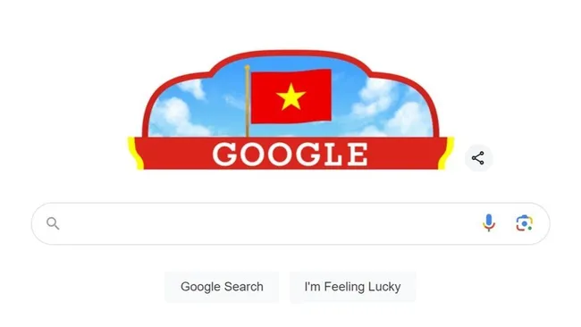 The doodle celebrating Vietnam's National Day on Google's Vietnam homepage.