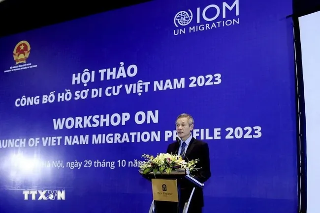 Nguyen Minh Vu, Assistant to the Minister of Foreign Affairs, speaks at the event (Photo: VNA)