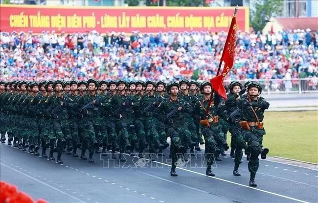 Elite special forces participate in the parade to celebrate the 70th anniversary of Dien Bien Phu Victory (May 7, 1954 - 2024) Zalo