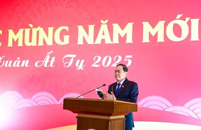 National Assembly Chairman Tran Thanh Man speaks at the event (Photo: Duy Linh)