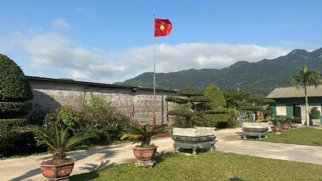 The national flag flies at Cha Lo Border Guard Station.