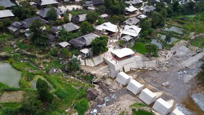 The first sabo dam to prevent flash floods, funded by JICA, built in Pieng Village, Nam Pam Commune, Muong La District, Son La Province