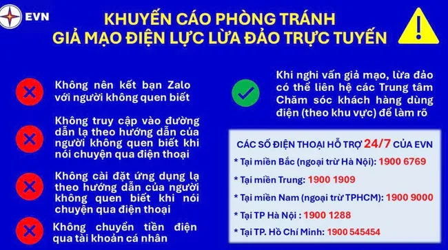 Cảnh giác với chiêu trò giả mạo điện lực để lừa đảo trực tuyến