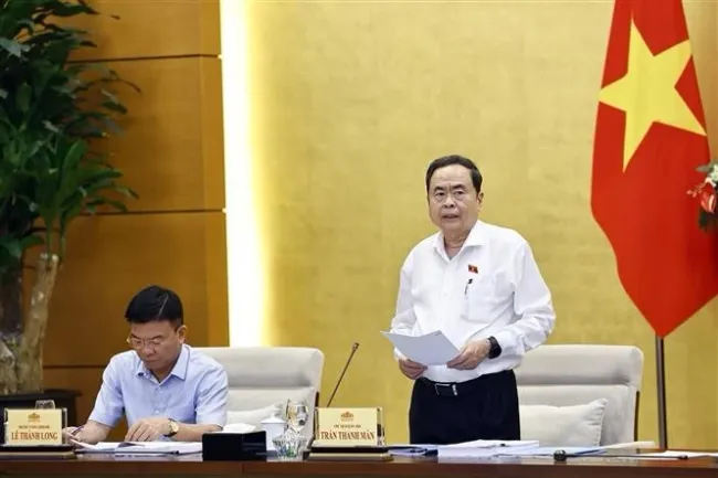 National Assembly Chairman Tran Thanh Man speaks at the meeting (Photo: VNA)