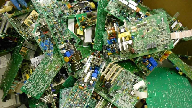 Microchips and electronic circuit boards from old, broken electrical and electronic devices pose a potential risk of environmental pollution.