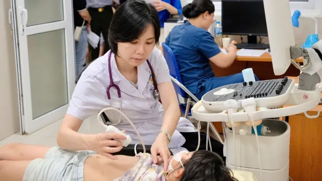 Congenital heart screening via ultrasound for children.