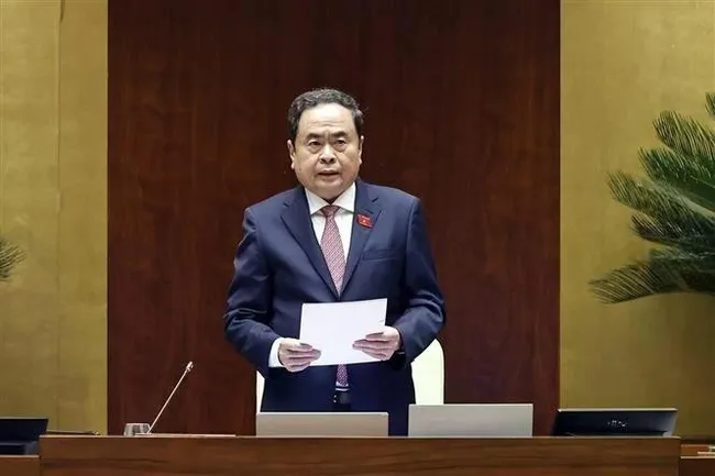 NA Chairman Tran Thanh Man speaks at the session. (Photo: VNA)