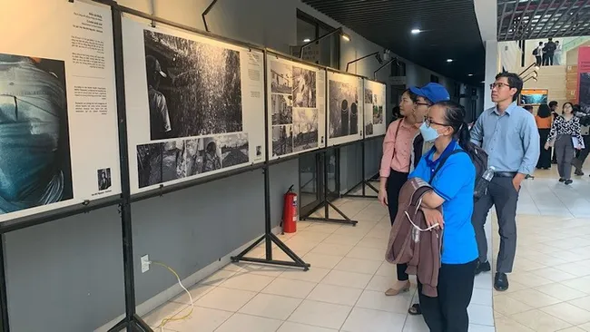 Visitors at the exhibition.