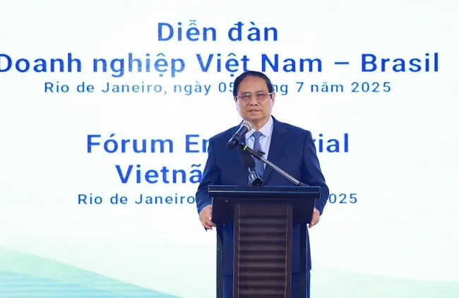 PM Pham Minh Chinh speaks at the Vietnam – Brazil Business Forum. (Photo: VNA)